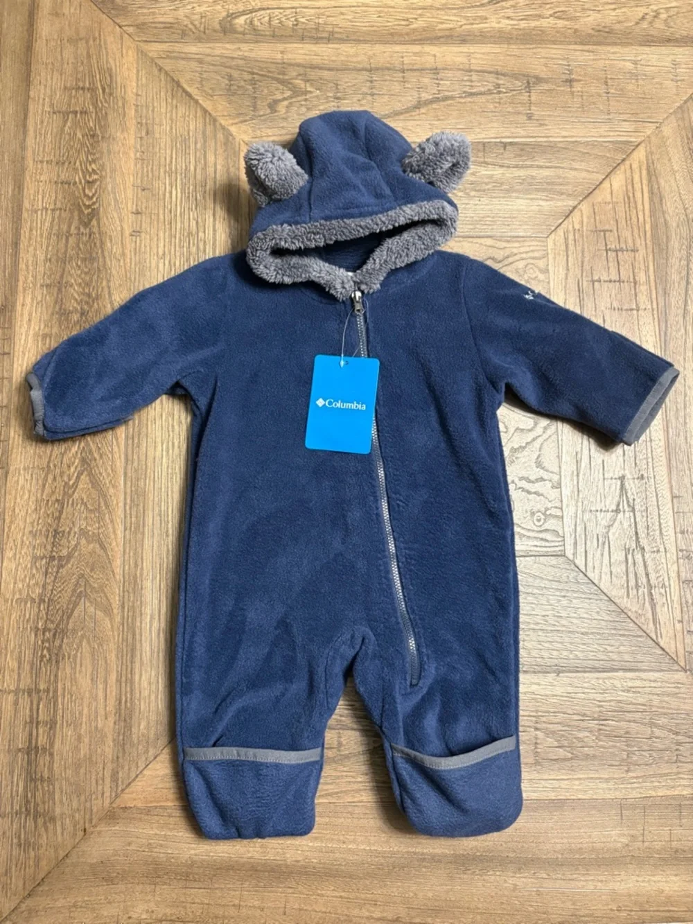 Columbia Western Barlow Tiny Bear II Bunting 0-3M Navy Fleece Baby Snowsuit NWT